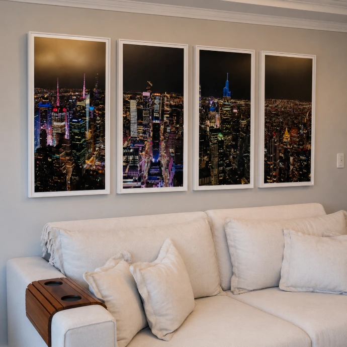 Planejamento de composição de quadros para decoração de paredes
