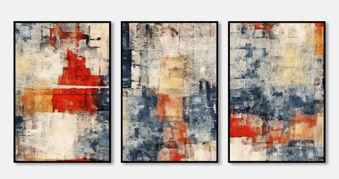 Composição de vários quadros criando uma galeria na parede