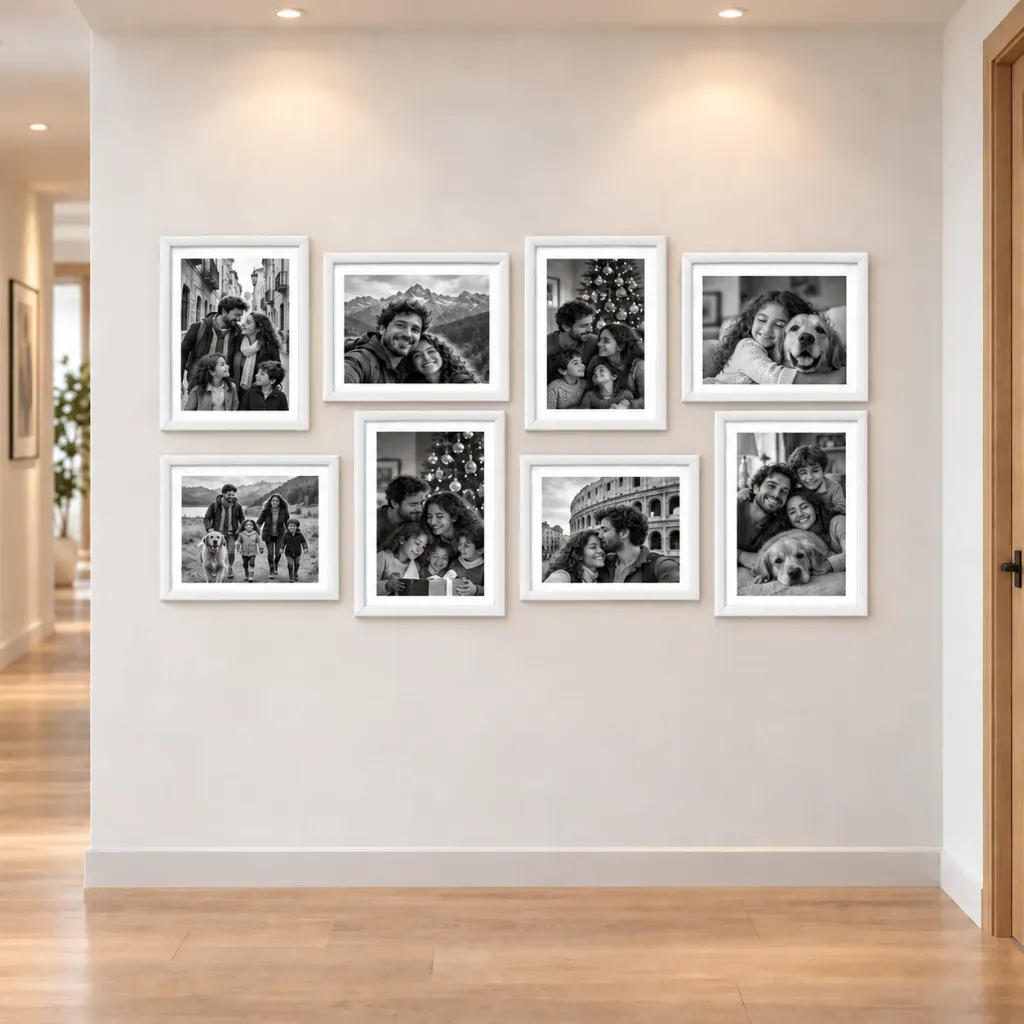 Parede de Memórias com 8 Quadros