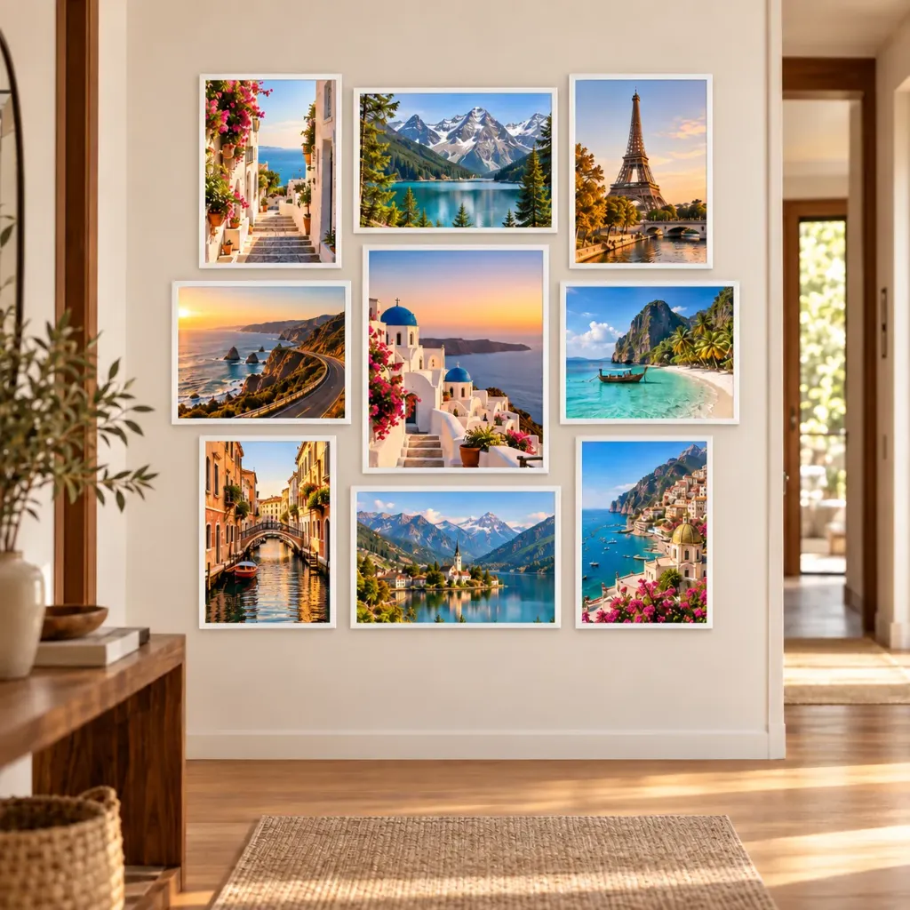 Parede de Memórias com 9 Quadros (Branca)