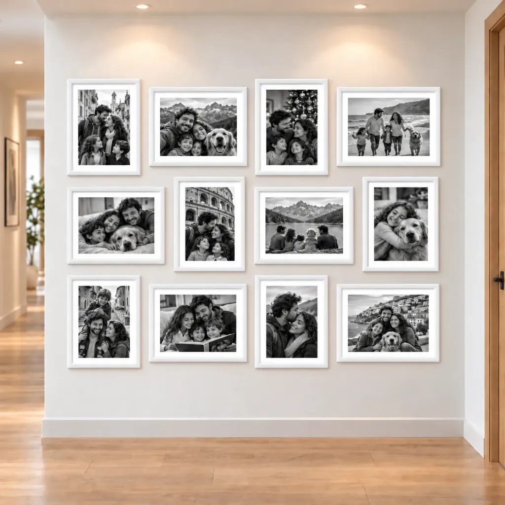 Parede de Memórias com 12 Quadros