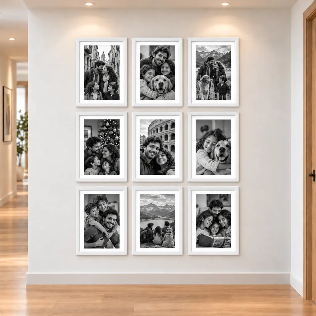 Parede de Memórias com 9 Quadros